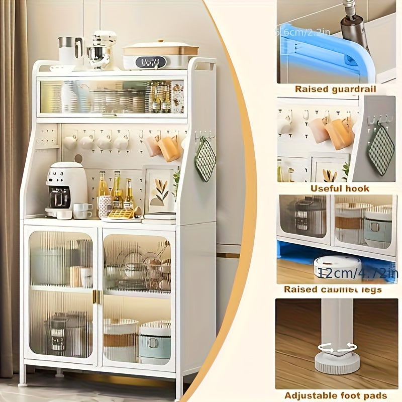 Keukenkast Op Wielen – Opbergrek Keuken – Woonkamerkast – Broodkast Wit – Dressoir Met Wieltjes – Geschikt Voor Eetkamer – Afmeting 94,8 x 49,2 x 41,2 cm – Stalen Constructie