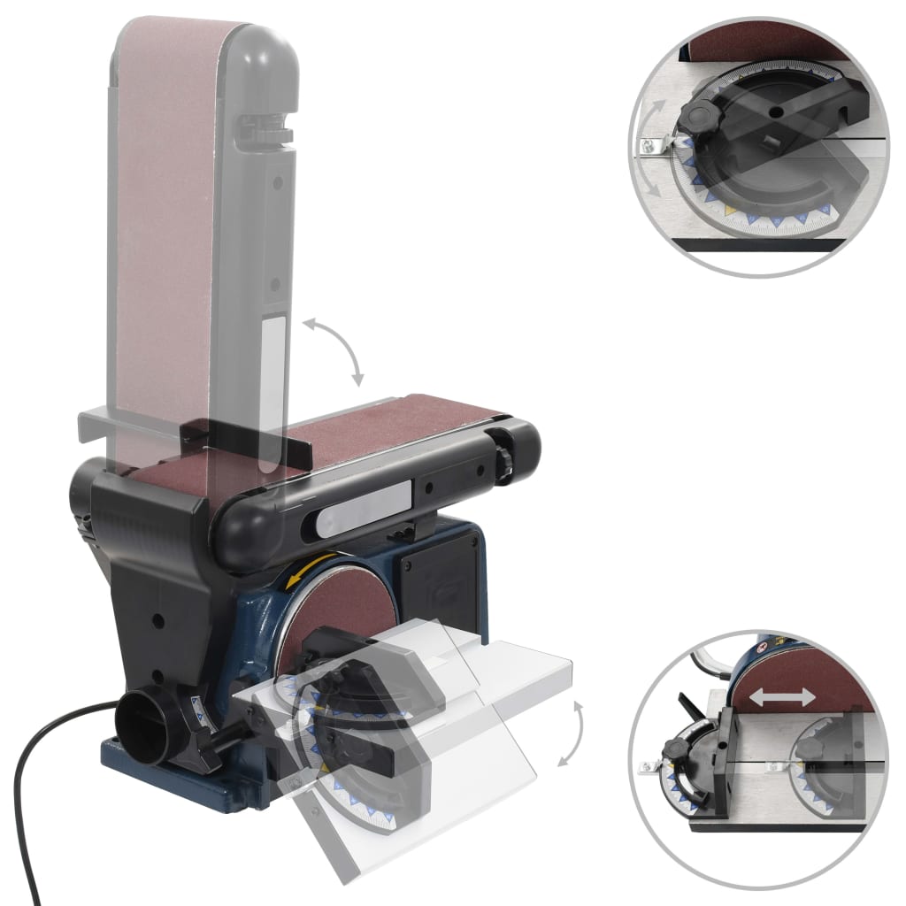 Schuurmachine – Bandschuurmachine – Multischuurmachine – Handpalmschuurmachine – Schijfschuurmachine – 230V – Kantelbare Schuurtafel Tot 45° – Inclusief 9 Schuurdiscs en 3 Schuurbanden