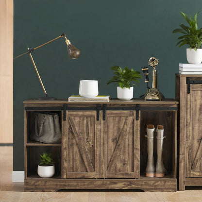 Kast met Schuifdeuren – Opbergkast – Dressoir – Boekenkast – Schoenenkast – Verstelbare Planken – Ruimtebesparend Design – 120x70x40 cm
