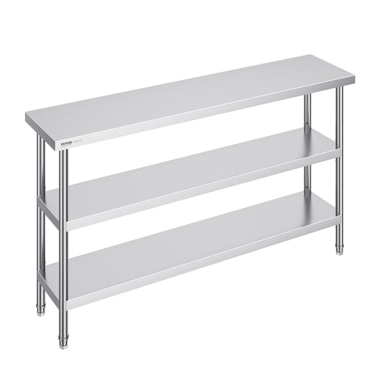 Werktafel – Werkbank – Inklapbare Werktafel – Opbergtafel – Metaaltafel – Roestvrij Staal – 152x86x35 cm – 2 Verstelbare Legplanken