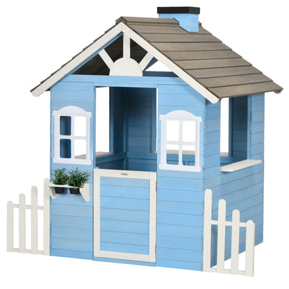 Houten Speelhuisje – Speelhuis – Speelgoedhuis – Tuinhuisje – Kinderspeelhuis – Blauw – Duurzaam Grenenhout – Veilig Afgewerkt
