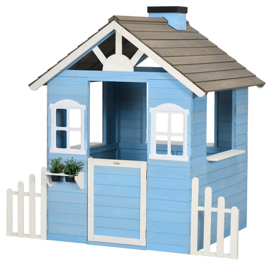 Houten Speelhuisje – Speelhuis – Speelgoedhuis – Tuinhuisje – Kinderspeelhuis – Blauw – Duurzaam Grenenhout – Veilig Afgewerkt