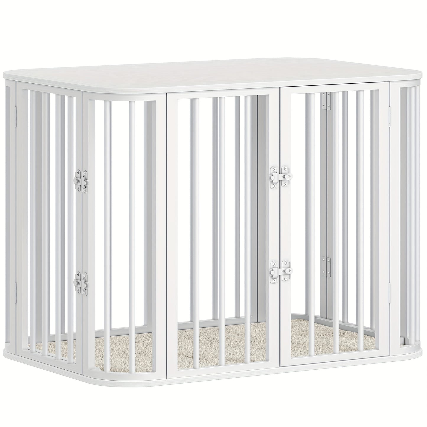Hondenbench – Hondenkooi – Hondenhok – Hondenkennel – Hondenverblijf – Wit Metalen Frame – Multi-Deurs Toegang 80x55x61,5cm – Ruime Bench Voor Kleine en Middelgrote Honden