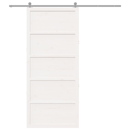 Houten Schuifdeur – Binnendeur – Raumtebesparende Deur – Glijdende Deur – Binnendeur Schuifpaneel – Massief Dennenhout – Wit Design – 100x208 cm – Stil en Soepel