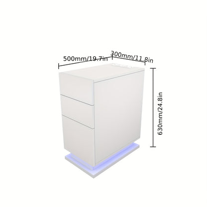 Nachtkastje – Bedside Table – Nachtkast – Opbergkastje – Slaapkamerkastje – Wit – 3 Lades – Compact Ontwerp Onder 68,5 cm – Duurzaam Hardhout