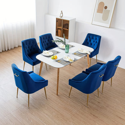 Eetkamerstoel – Stoel – Keukenstoel – Dinerstoel – Kuipstoel – Fluwelen Bekleding – Goud Metalen Frame