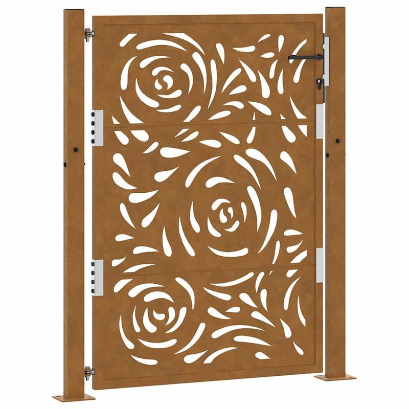 Metalen sierpoort – Tuinpoort – Sierhek – Terraspoort – Buitenpoort – Bruin – Weerbestendig staal – 105x130 cm