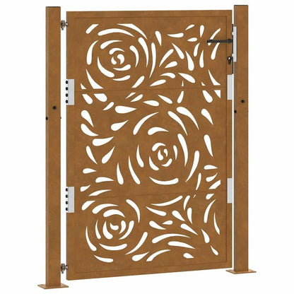 Metalen sierpoort – Tuinpoort – Sierhek – Terraspoort – Buitenpoort – Bruin – Weerbestendig staal – 105x130 cm