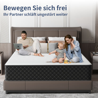 Hybrid Matras – Pocketvering Matras – Traagschuim Matras – Eenpersoonsmatras – Bedmatras 90x190 cm – Medium Tot Extra Stevig – Brandvertragende Polyester Hoes – Drukverlichting en Optimale Ondersteuning