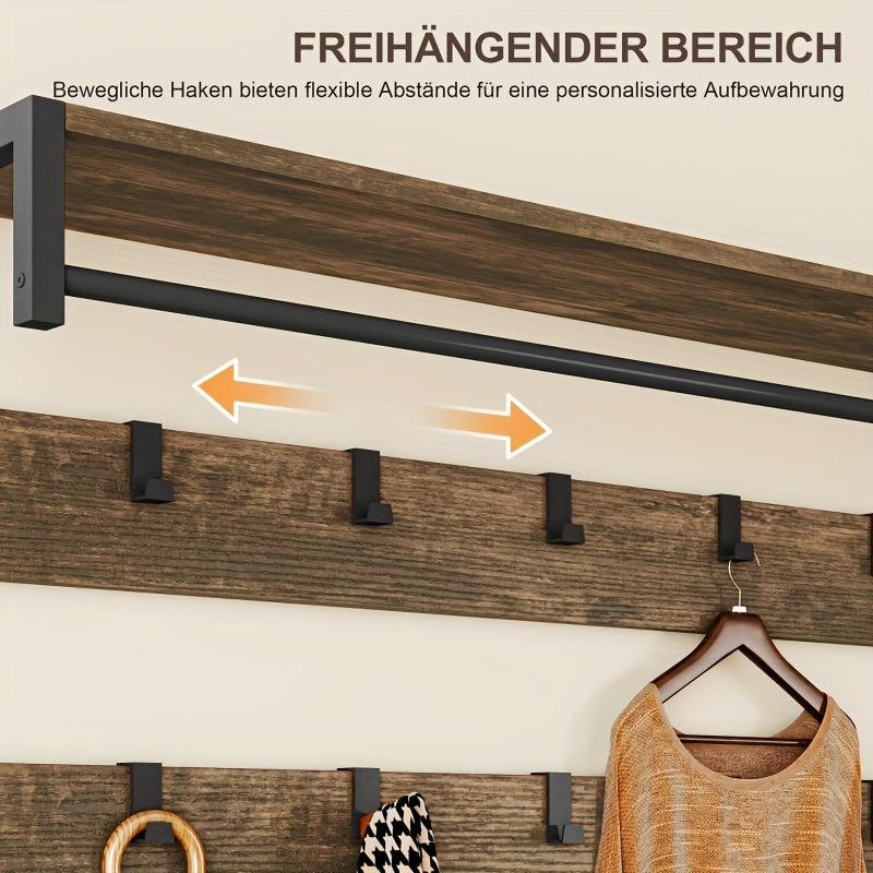 Kapstok – Staande Kapstok – Garderoberek – Kapstok Met Schoenenrek – Kapstok Met Bank – Industrieel Design – Zware Metalen Constructie – 10 Haken & 2 Stoffen Lades