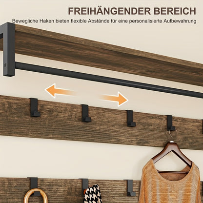 Kapstok – Staande Kapstok – Garderoberek – Kapstok Met Schoenenrek – Kapstok Met Bank – Industrieel Design – Zware Metalen Constructie – 10 Haken & 2 Stoffen Lades