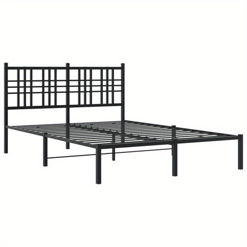 Bedframe met hoofdbord metaal zwart 140x200cm