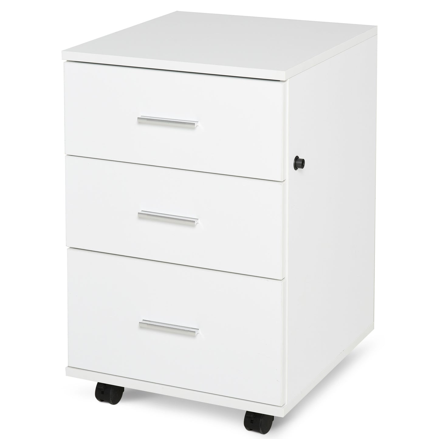 HOMCOM Office Storage Cabinet 3-Drawer Lockable Mobile File Cabinet 40 X 40 X 61.5 Cm White
