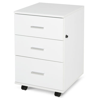 HOMCOM Office Storage Cabinet 3-Drawer Lockable Mobile File Cabinet 40 X 40 X 61.5 Cm White