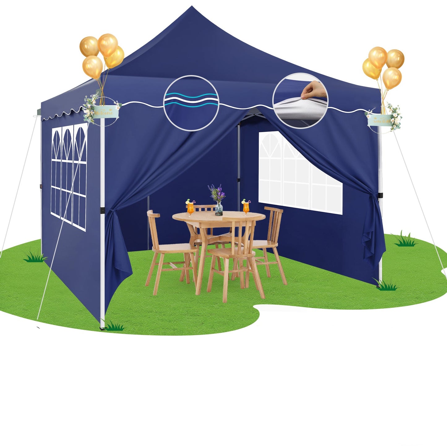 Pop-up Tent – Partytent – Pavillon – Zonnescherm – Overkapping – 3x3 Meter – Versterkt Frame Met Padding
