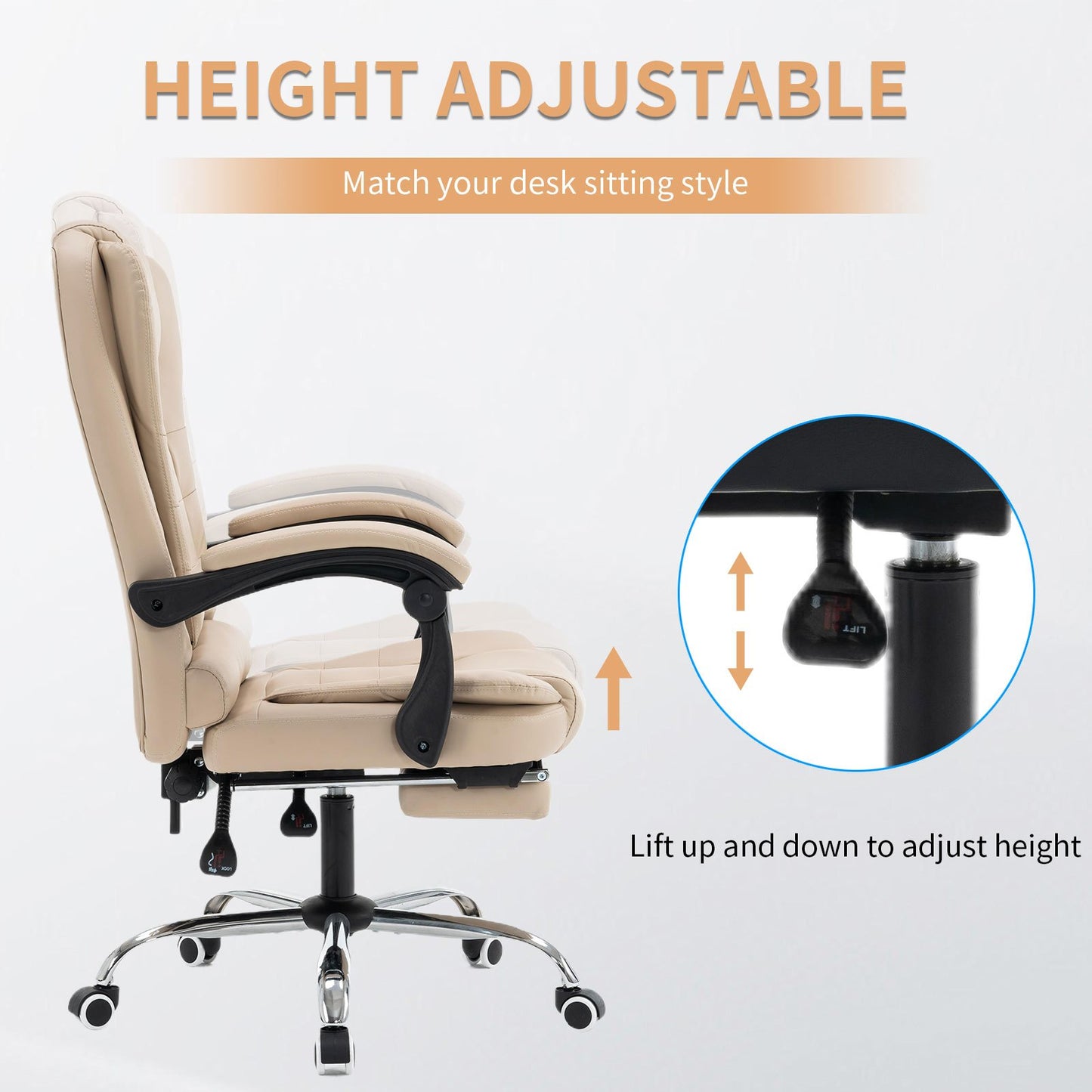 Home Office Desk Chair, Computer Desk Chair with Lumbar Support, Thickened Armrests, with Footrest - Suitable for Home Office, Gaming, Professional Workspace