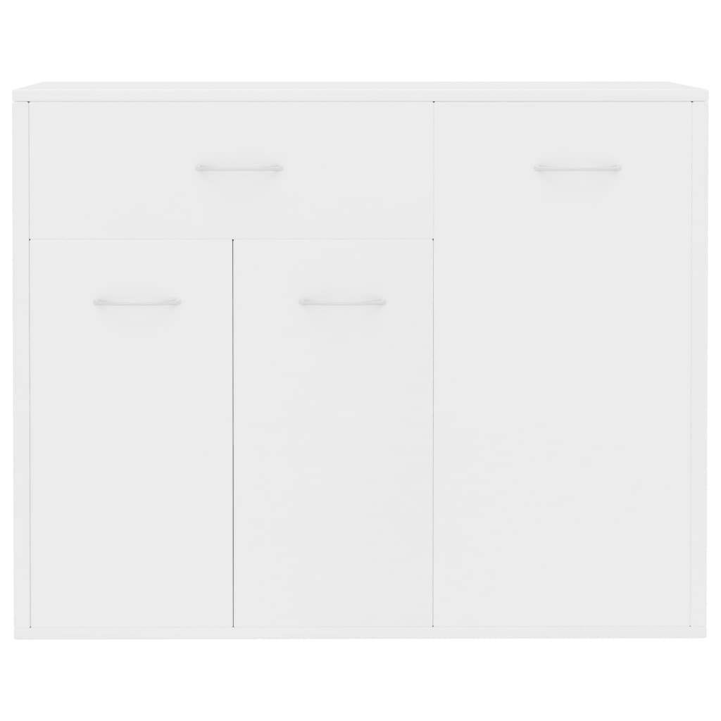 Dressoir – Kast – Opbergkast – Ladekast – Zijpaneelkastje – Wit – 88x30x70 cm – Massief Hout & Spaanplaat – Vloermontage