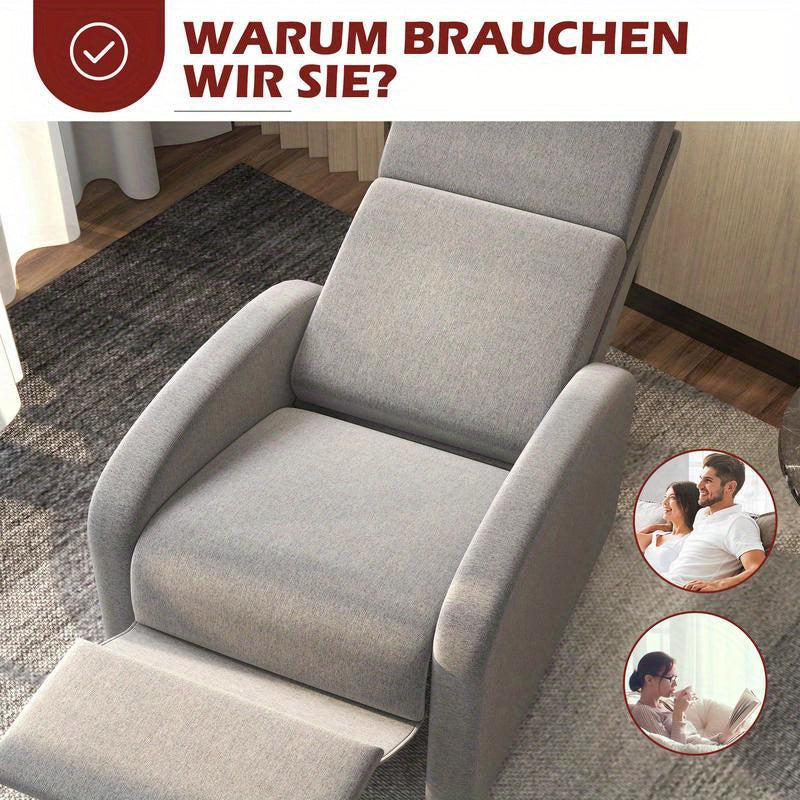 Relaxfauteuil – Schommelstoel – Ligstoel – Fauteuil – Relaxstoel – 160° Verstelbaar – Robuust Metaal-Kunststof Frame – Zacht Gevoerd – Compact Ontwerp – Grijs