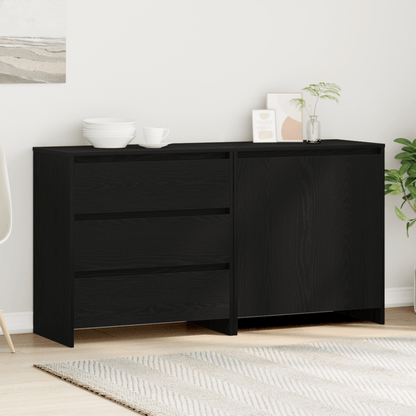 Sideboard 2pcs black 70 x 41 x 75cm wood material Practical, simple design, Entryway Cabinet, Dining Room Sideboard, Sleek Sideboard, Contemporary Storage, Sturdy Sideboard, Durable Wood, Compact Sideboard, Practical Storage