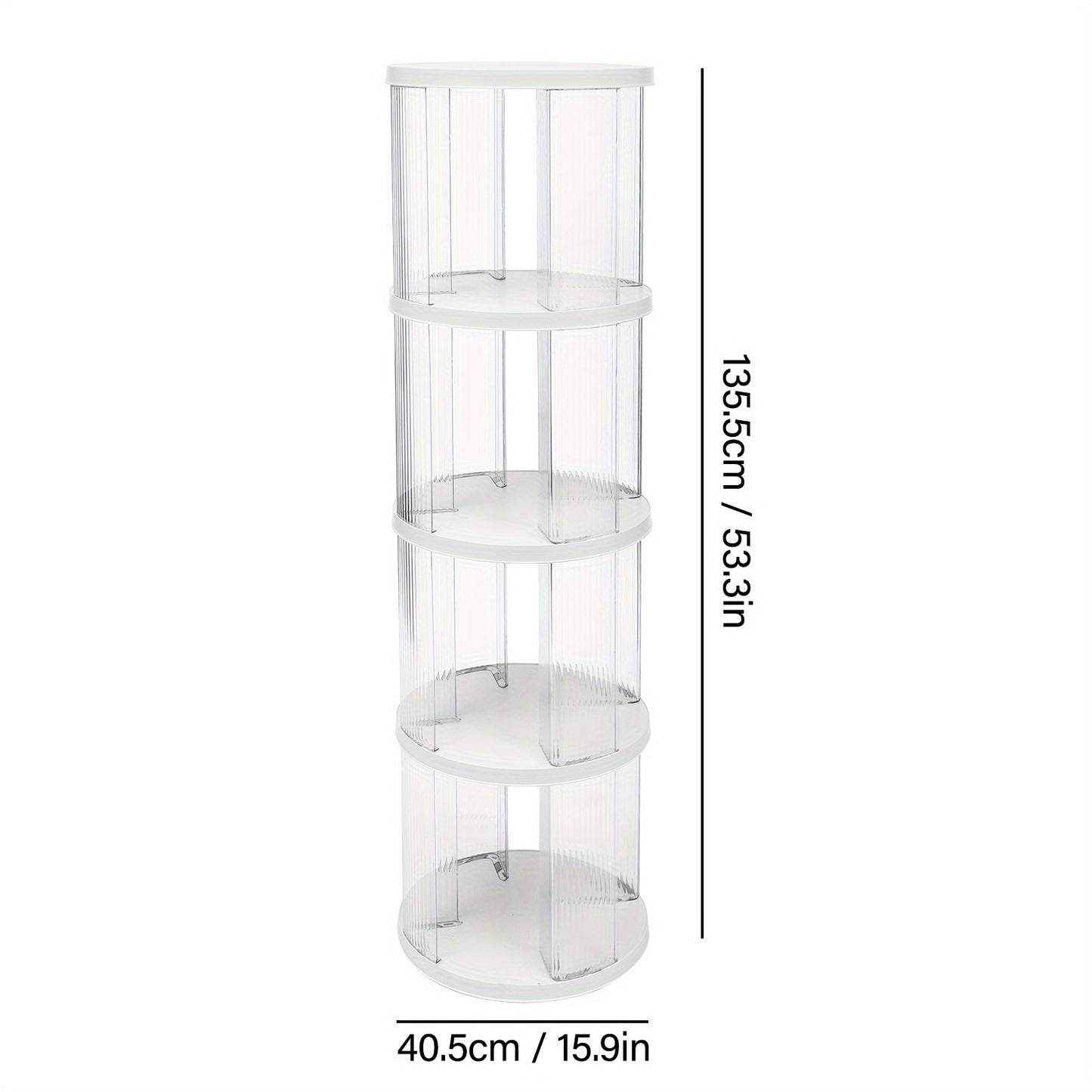 Boekenrek – Boekenkast – Boekenplank – Opbergkast – Boekenstandaard – Draaibaar 360° – Ruim 4-laags – Duurzaam ABS & PET – Compact en Stijlvol – Wit