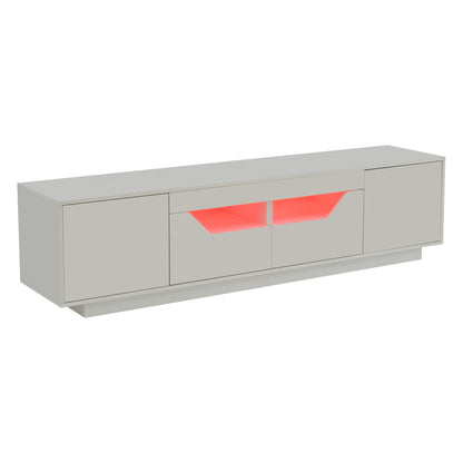 Modern White Freestanding TV Stand with 2 Drawers & 2 Cabinets, TV Board & Storage Shelf - Heavy-Duty Metal Construction, Minimalist Media Console for 75-Inch TVs, Space-Saving Low-Profile Design, Compatible with Large TVs up