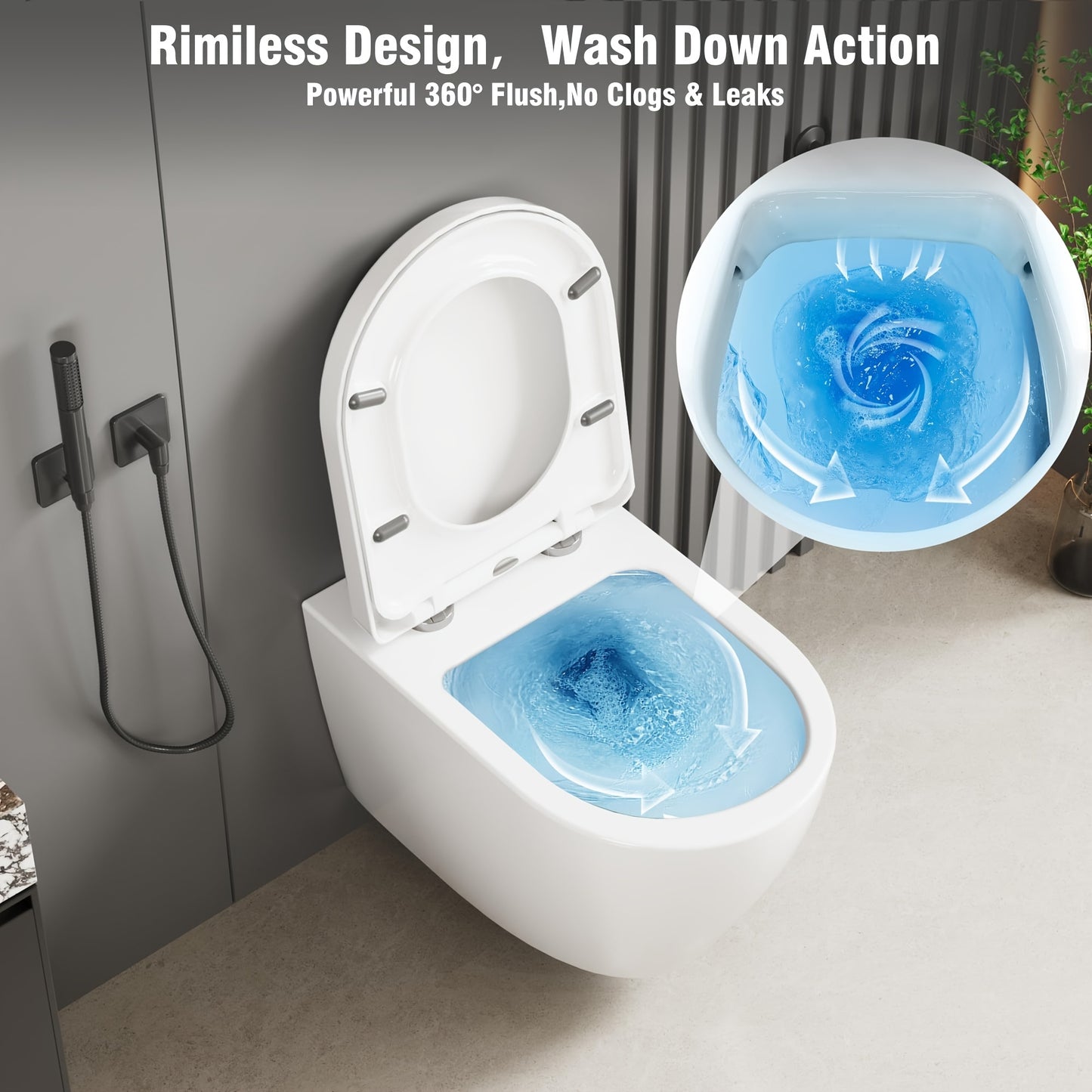 Wandtoilet – Hangtoilet – Toiletpot – Hangend Toilet – Diepspoel Toilet – Spoelrandloos – Softclose Bril – Keramiek – Ruimtebesparend Design – 51 cm Wit