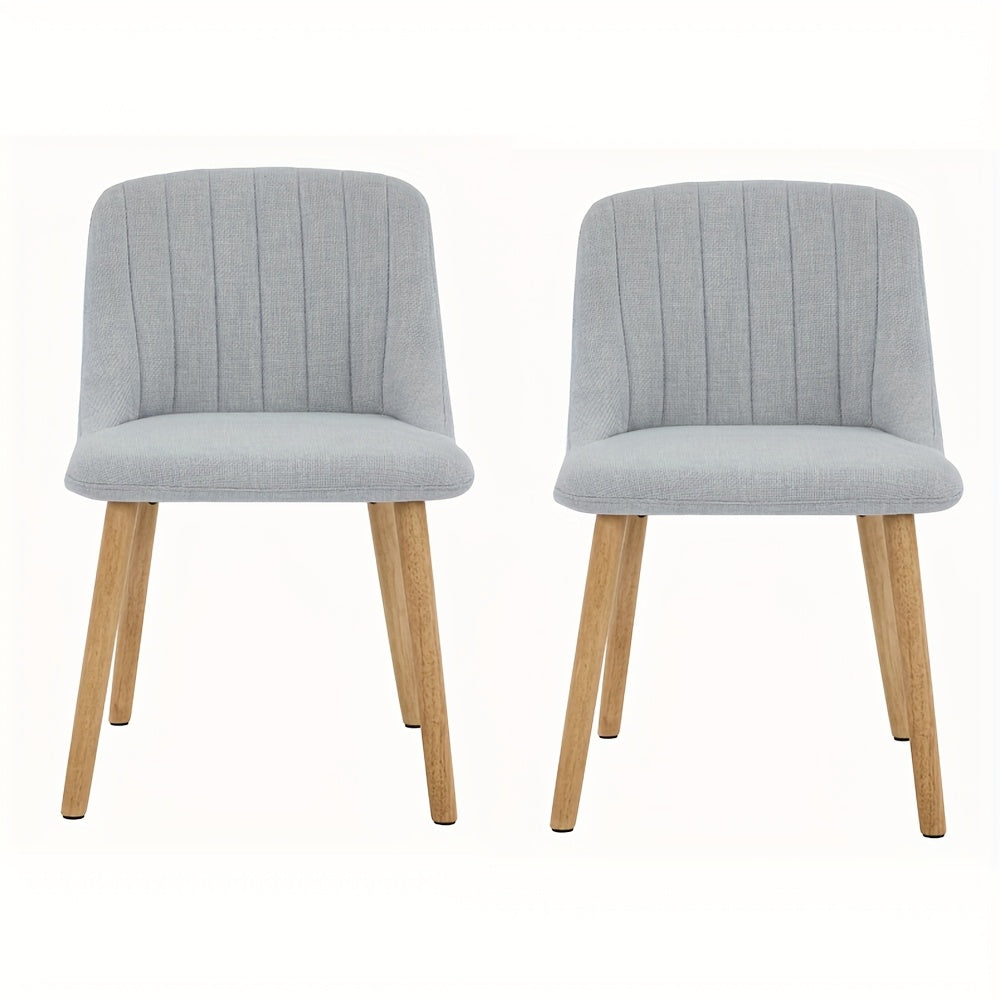Eetkamerstoelen – Stoelen – Kuipstoelen – Keukenstoelen – Bureau Stoelen – Set van 2 Grijs – Polyester Bekleding – Houten Poten – Afmetingen 43x50x81 cm