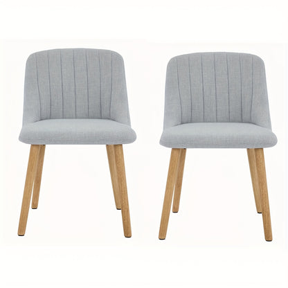 Eetkamerstoelen – Stoelen – Kuipstoelen – Keukenstoelen – Bureau Stoelen – Set van 2 Grijs – Polyester Bekleding – Houten Poten – Afmetingen 43x50x81 cm
