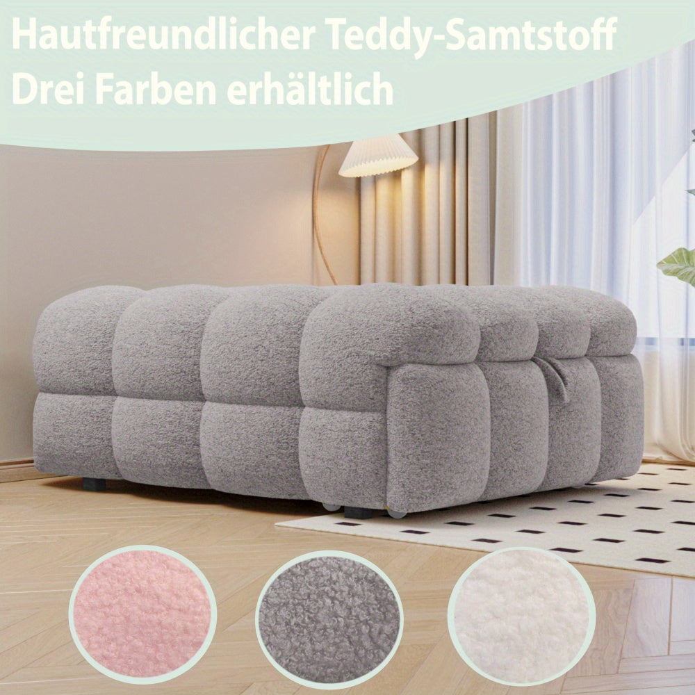 Bedbank – Slaapbank – Slaapstoel – Sleeper Sofa – 2-in-1 Bank – Teddy Stof – Compact Ruimtebesparend Design – Gemakkelijk Te Monteren