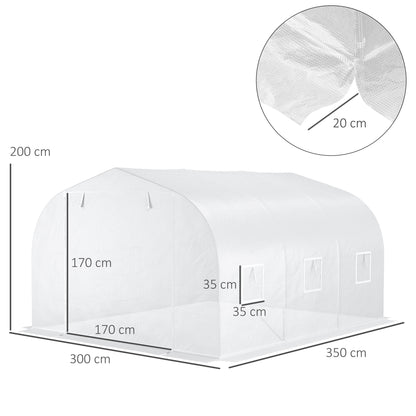 Tuinkas Tunnel – Kassen – Serre – Groententent – Plantentent – 3,5 x 3 x 2 m – Gegalvaniseerd Stalen Frame – Waterdicht UV-bestendig PE Zeil Wit