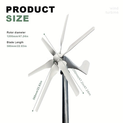 Horizontale As Windturbine – Wind Generator – Windmolen Generator – Windenergie Systeem – Duurzame Energie Thuis – 48V 5-Blads – Laag Startwindvermogen 2,5 m/s – MPPT-Controller Inclusief