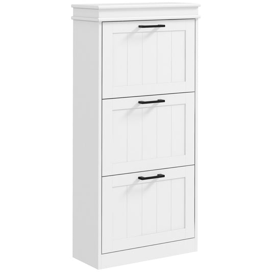 Schoenenkast – Schoenenrek – Schoenenopberger – Schoenenbank – Halmeubel – 3 Deuren – Verstelbare Planken – Wit – Compact – MDF