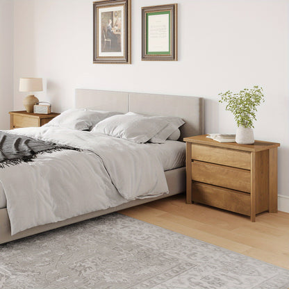 Rustieke Nachtkast – Bedside Table – Nachtkastje – Opbergkastje – Slaapkamerkast – 3 Lades – Duurzaam Geëngineerd Hout – Compact Ontwerp 68,5 cm