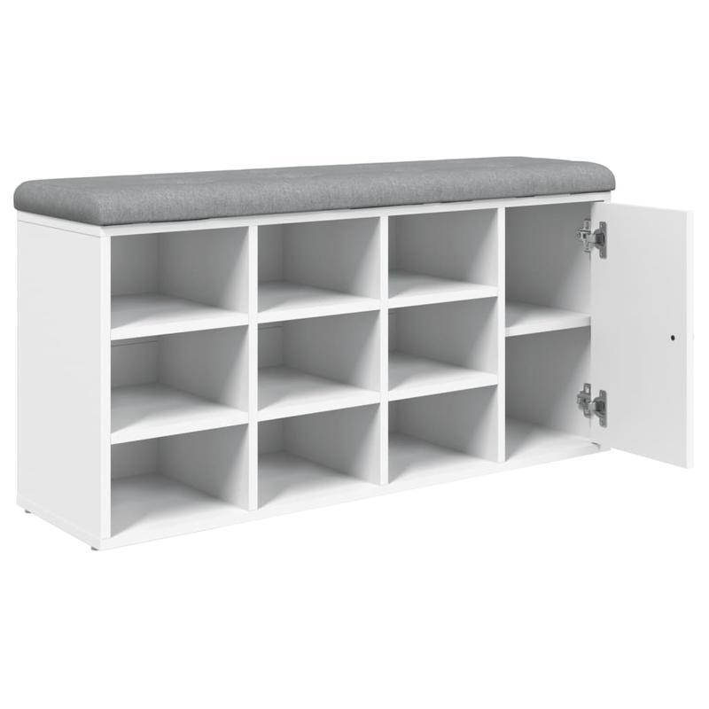 Schoenenbank – Schoenenkastje – Schoenopbergmeubel – Schoenrek – Houten Bench – Wit – Stevig MDF – Compact 102x32x50 cm