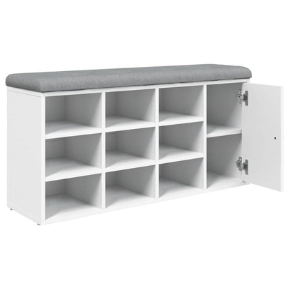 Schoenenbank – Schoenenkastje – Schoenopbergmeubel – Schoenrek – Houten Bench – Wit – Stevig MDF – Compact 102x32x50 cm