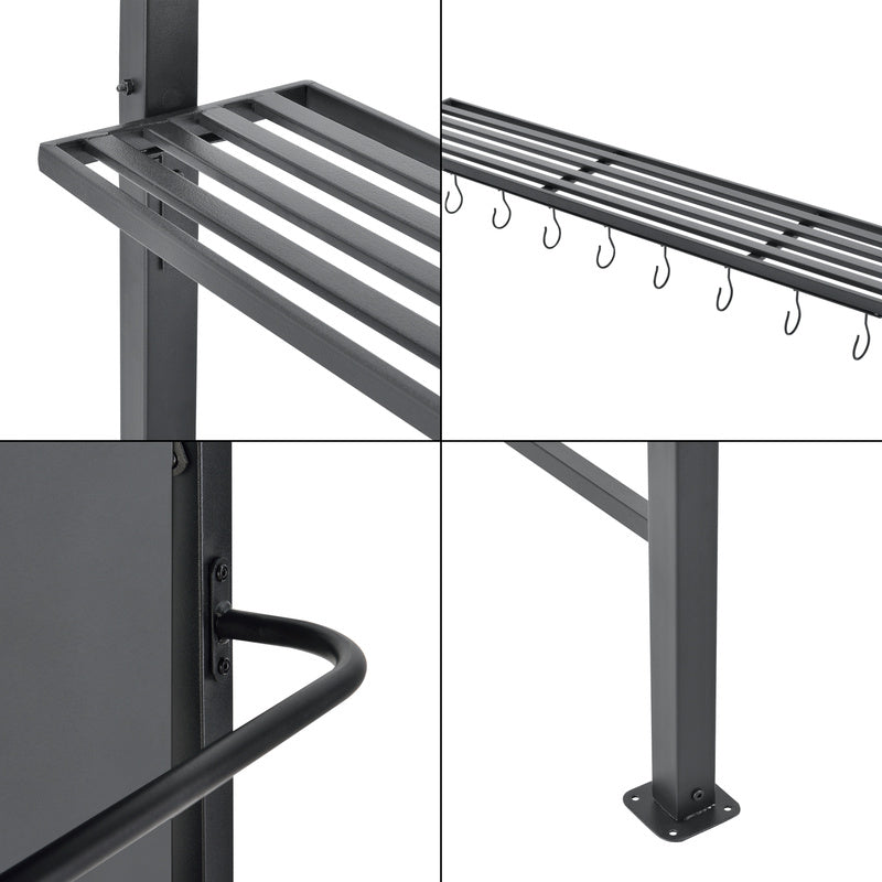 Grillpaviljoen – Grilltent – BBQ Paviljoen – Grilloverkapping – Grill Shelter – Waterafstotend Rond Dak – Stevig Stalen Frame – 215x220x140 cm – Donkergrijs