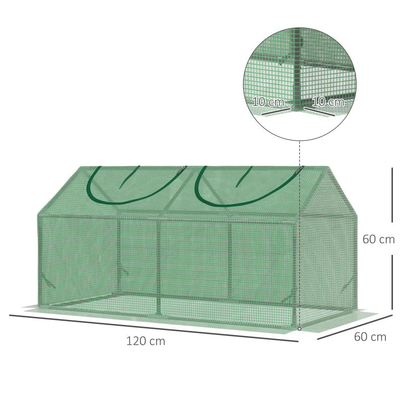 Mini-kasje – Mini Serre – Plantenhuis – Kweekkas – Tomatenkas – Groen – UV-bestendig – Stevige Grondconstructie – 120x60x60 cm