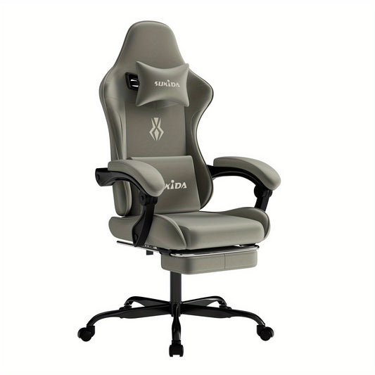 Gamingstoel Ergonomische Stoel – Bureaustoel Gamingstoel Bureaukruk – Comfortabele Rugleuning – Voetensteun – Extra Breed Zitvlak – Verstelbaar Tot 135° – Vuilafstotende Stof – Groen