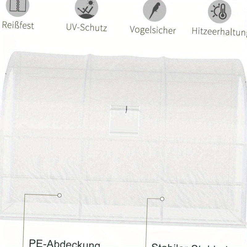 Kweektent – Growtent – Growbox – Plantenkas – Kweekkast – Stevig Stalen Frame – 300x150x213 cm – Winterbestendige Transparante Folie – Wit