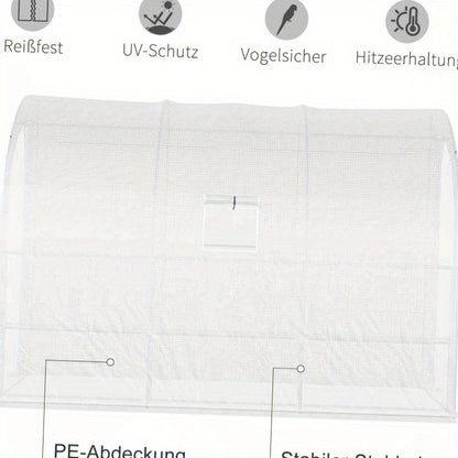 Kweektent – Growtent – Growbox – Plantenkas – Kweekkast – Stevig Stalen Frame – 300x150x213 cm – Winterbestendige Transparante Folie – Wit