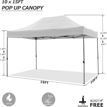 Pop-Up Tent – Zonnezeil – Schaduwdoek – Buitenluifel – Overkapping – Ruime Afmetingen – Stevig Metalen Frame