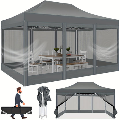 Pop-Up Tent – Vouwtent – Partytent – Overkapping – Paviljoen – Grijs – 3x4,5 Meter – Waterbestendig Oxford Doek