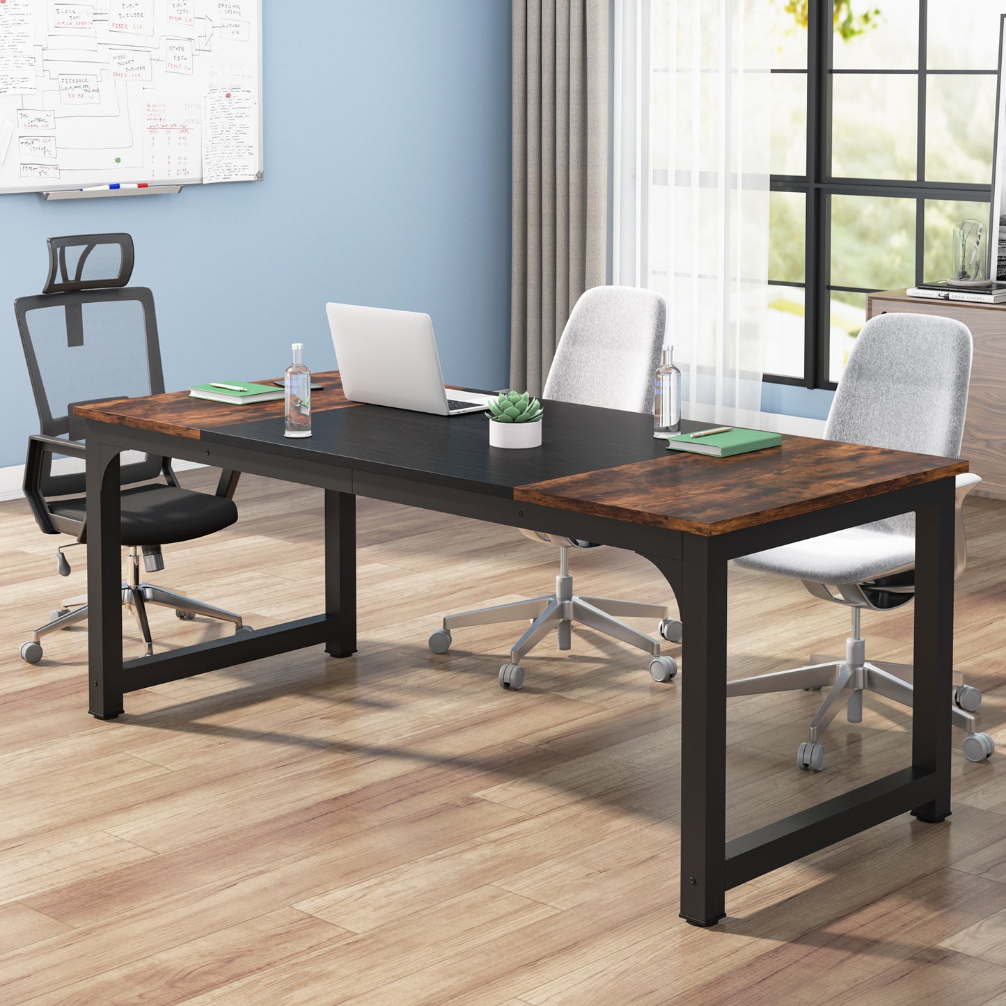 Bureau – Computertafel – Bureautafel – Werkplek – Eettafel – Rustiek Bruin/Zwart – 180x80x75 cm – Stevig Metalen Frame