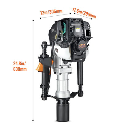 Hefpalenrammer – Palenrammer – Paalhamer – Afrasteringshamer – Benzinepaalhamer – 37,7cc 4-Takt Motor – Twee Hulsdiameters 55mm en 70mm