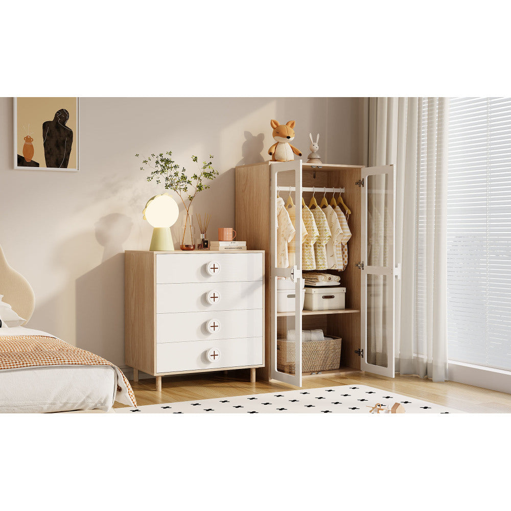 Nachtkastje – Ladekast – Ladekastje – Opbergkast – Bijzetkast – Modern Wit – 4 Laden – Compact 80x54x90 cm – Stevig Niet-Houten Materiaal