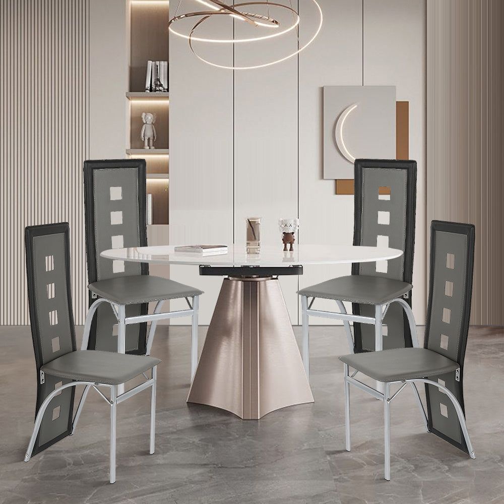 Eetkamerstoelen – Stoelen – Dining Stoelen – Keukenstoelen – Zwarte Grijs – Ergonomisch Design – Gevuld Zitkussen – Hoogwaardige Set 2 Stuks – 42,5 x 42 x 101,5 cm
