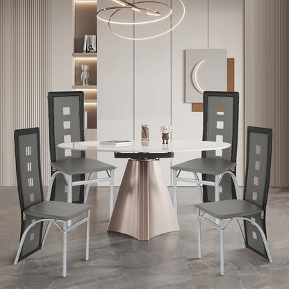Eetkamerstoelen – Stoelen – Dining Stoelen – Keukenstoelen – Zwarte Grijs – Ergonomisch Design – Gevuld Zitkussen – Hoogwaardige Set 2 Stuks – 42,5 x 42 x 101,5 cm