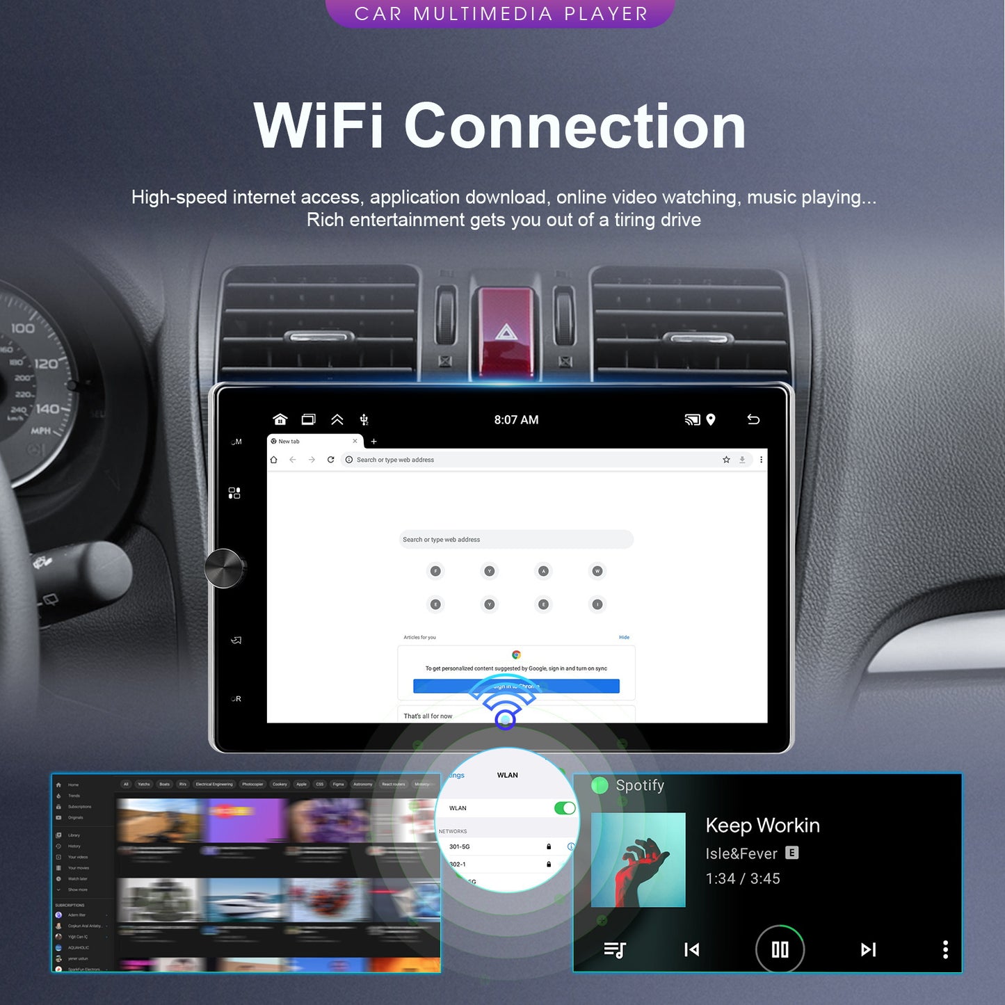 10,4 Inch Touchscreen Autoradio – Android Autoradio – Single Din Radio – Carplay Systeem – Draadloze Android Auto – Met AHD Achteruitrijcamera – Quad-Core Processor & 64GB Opslag