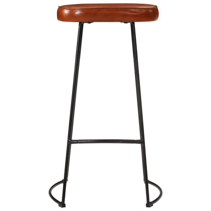 Barset – Barkrukken – Bar Stoelen – Bistro Set – Keukenbar Set – Massief Mangohout – Industrieel Metalen Frame – Comfortabele Zitting – Kunstleer Bekleding – Bruin