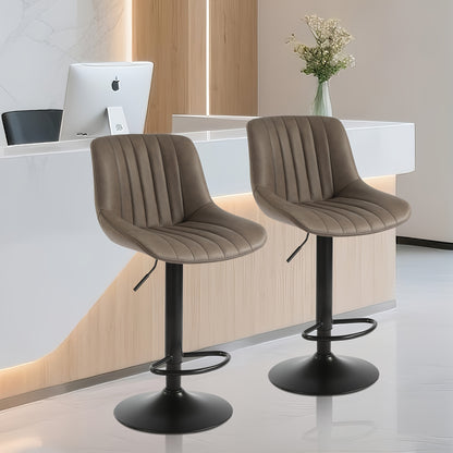 Barkrukken – Barkruk – Barstoel – Stoel – Kruk – Set Van 2 Verstelbare Barkrukken Bruin – PU-Leder – Metalen Frame – Draaibaar 360°